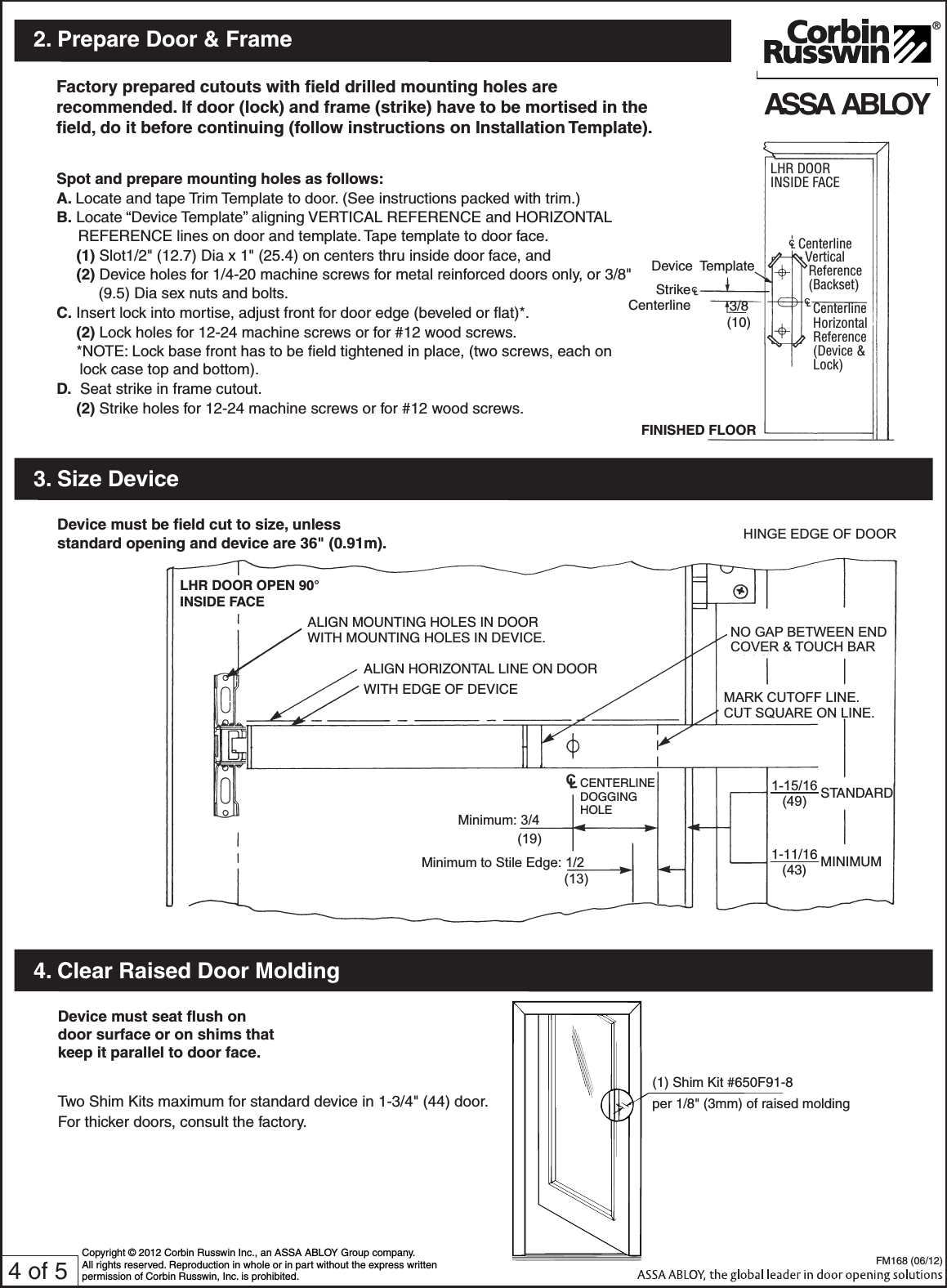 Page 4 of 5 - Corbin Russwin FM168 (06-12) ED5600A Series