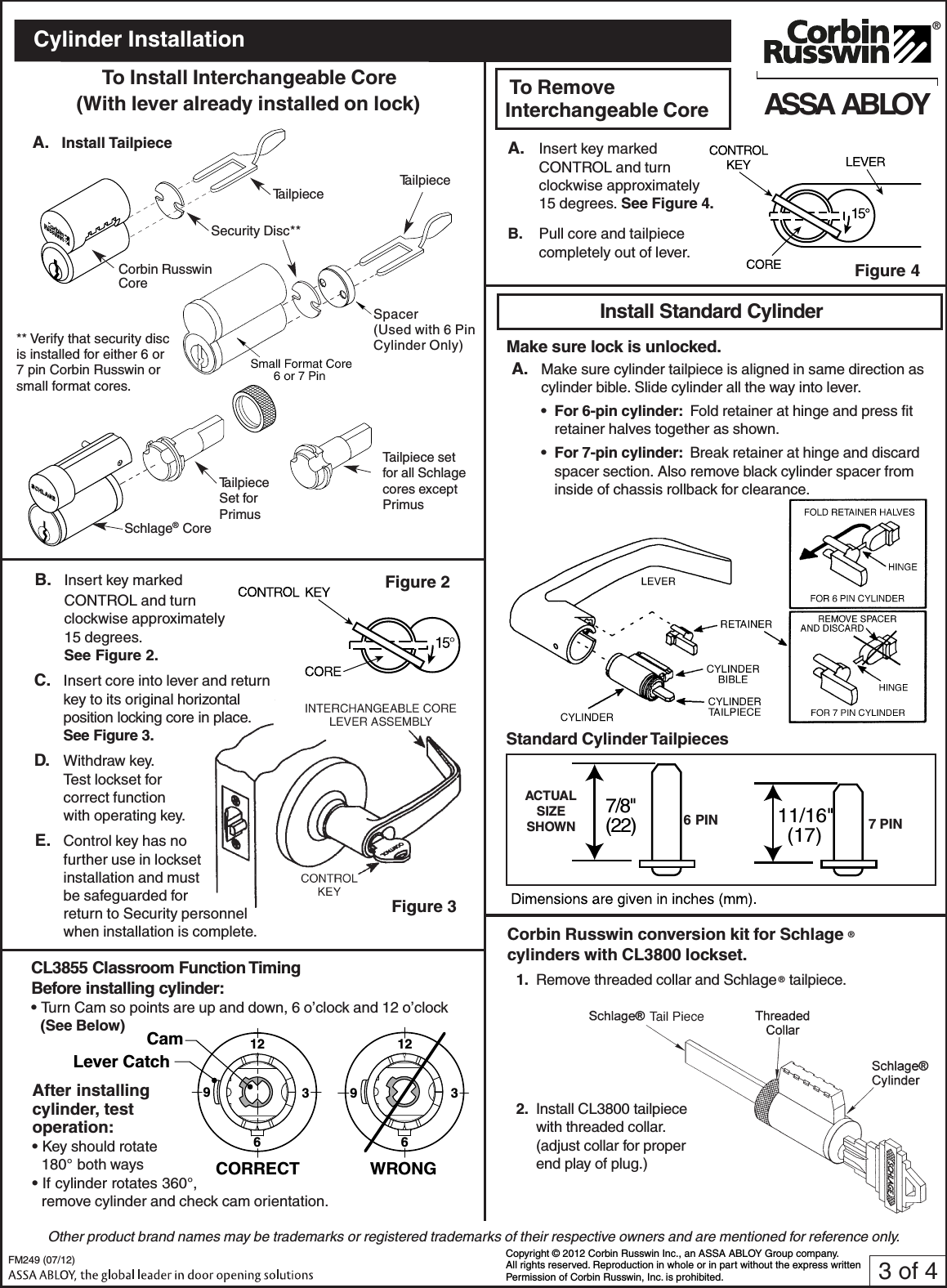 Page 3 of 4 - Corbin Russwin FM249 (07-12) CL3800 Series