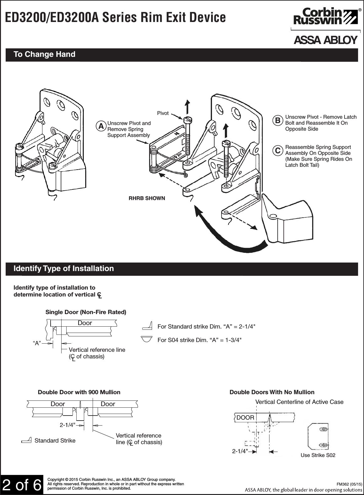 Page 2 of 6 - Corbin Russwin  ED3200/ED3200A Series Rim Type Exit Device FM36205-15