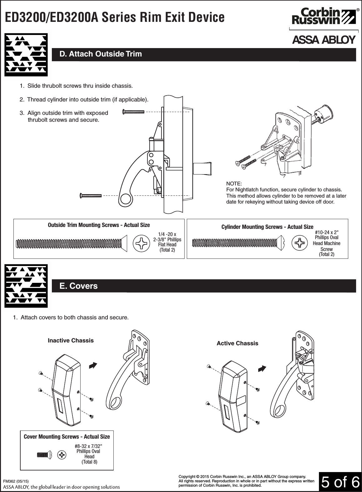 Page 5 of 6 - Corbin Russwin  ED3200/ED3200A Series Rim Type Exit Device FM36205-15