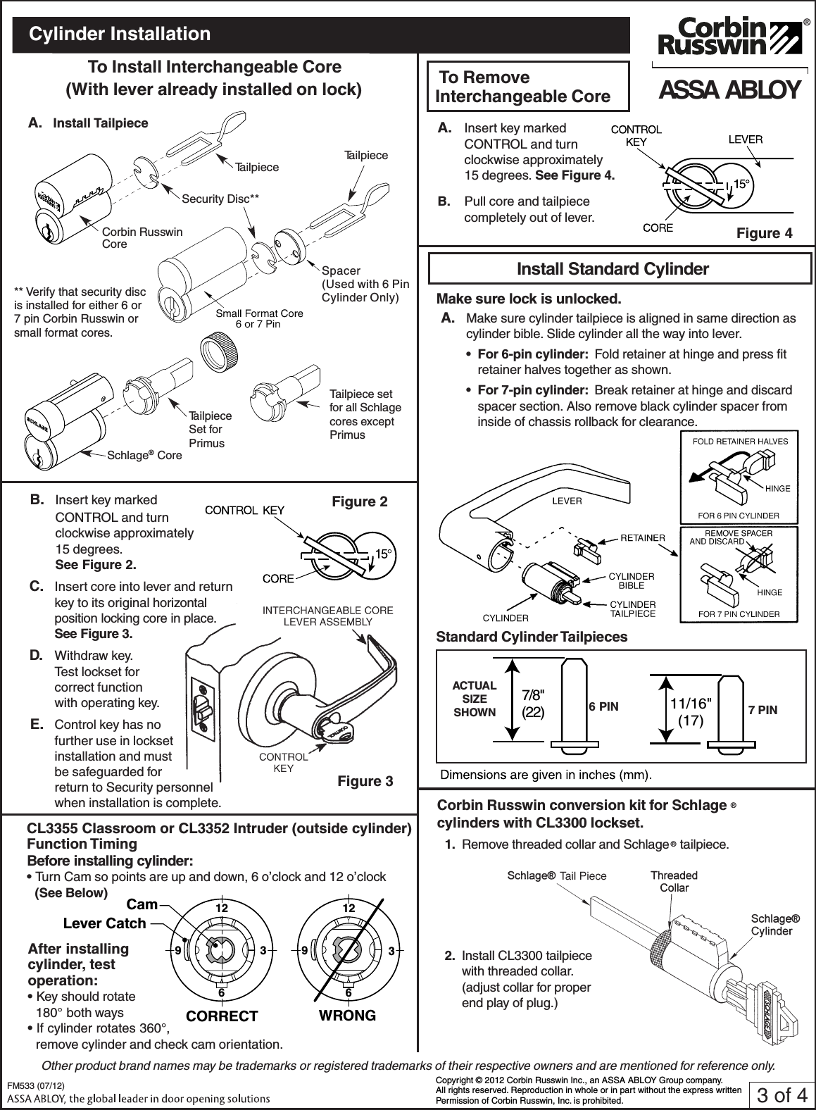 Page 3 of 4 - Corbin Russwin FM533 (07-12) CL3300 Series FM53307-12