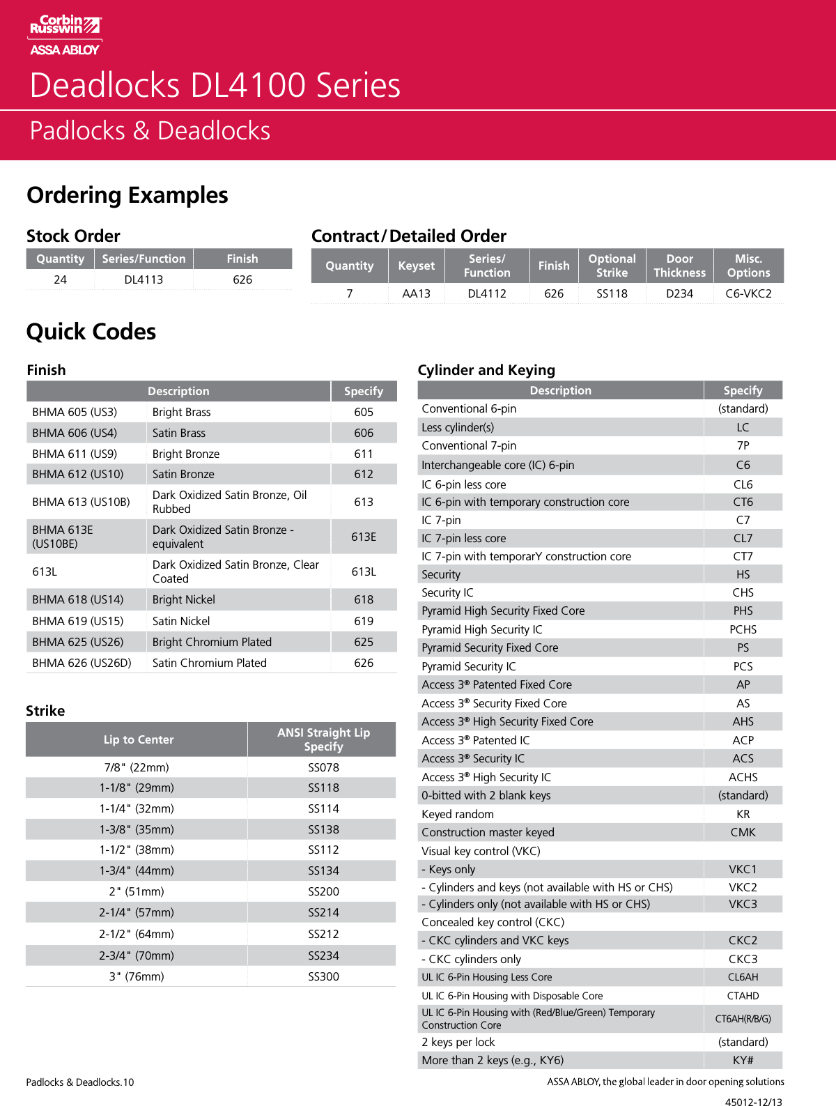 Page 10 of 12 - Corbin Russwin  Padlocks And Deadlocks Aadss1004445