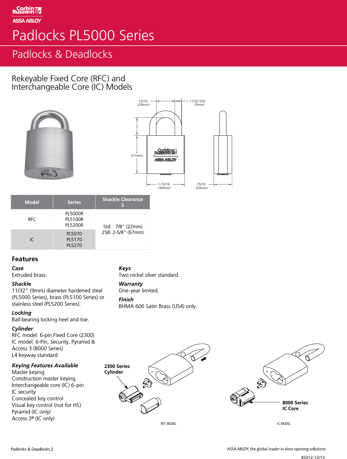 Page 2 of 12 - Corbin Russwin  Padlocks And Deadlocks Aadss1004445