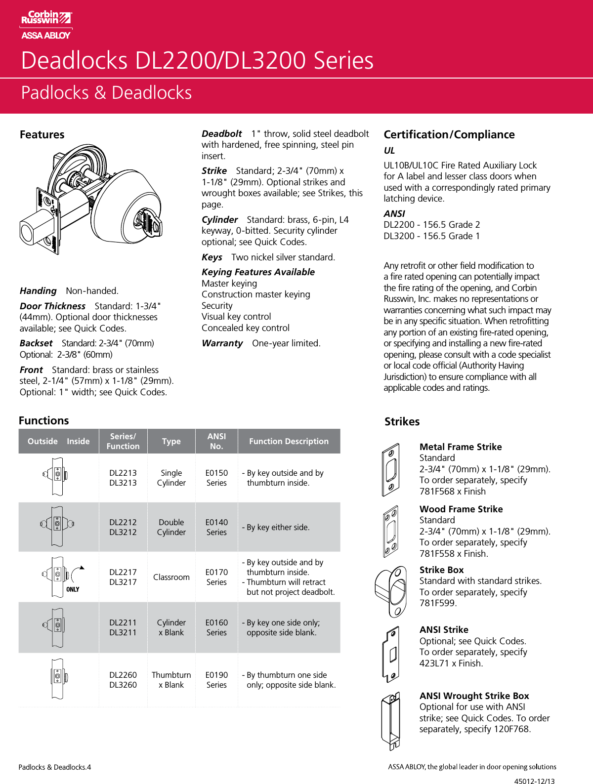 Page 4 of 12 - Corbin Russwin  Padlocks And Deadlocks Aadss1004445