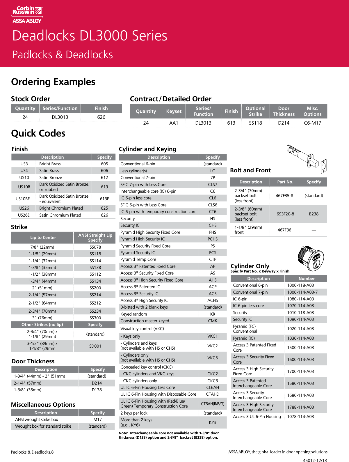 Page 8 of 12 - Corbin Russwin  Padlocks And Deadlocks Aadss1004445