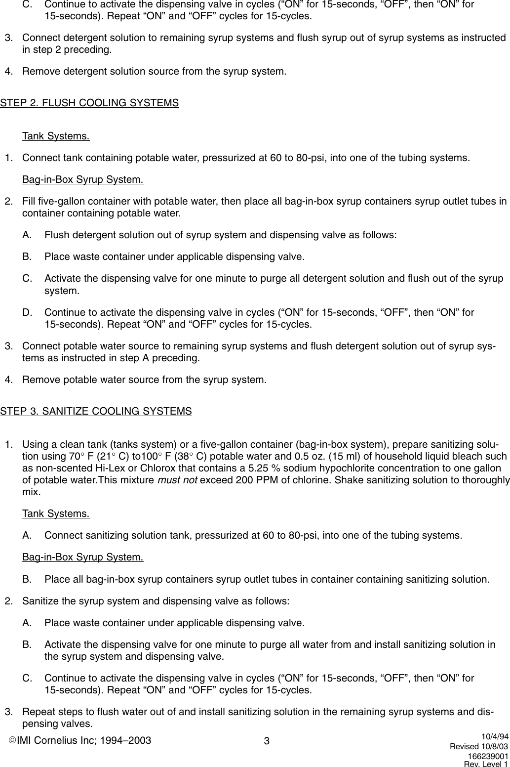 Page 3 of 9 - Cornelius Cornelius-Ice-Cooled-Dispensers-Users-Manual-  Cornelius-ice-cooled-dispensers-users-manual
