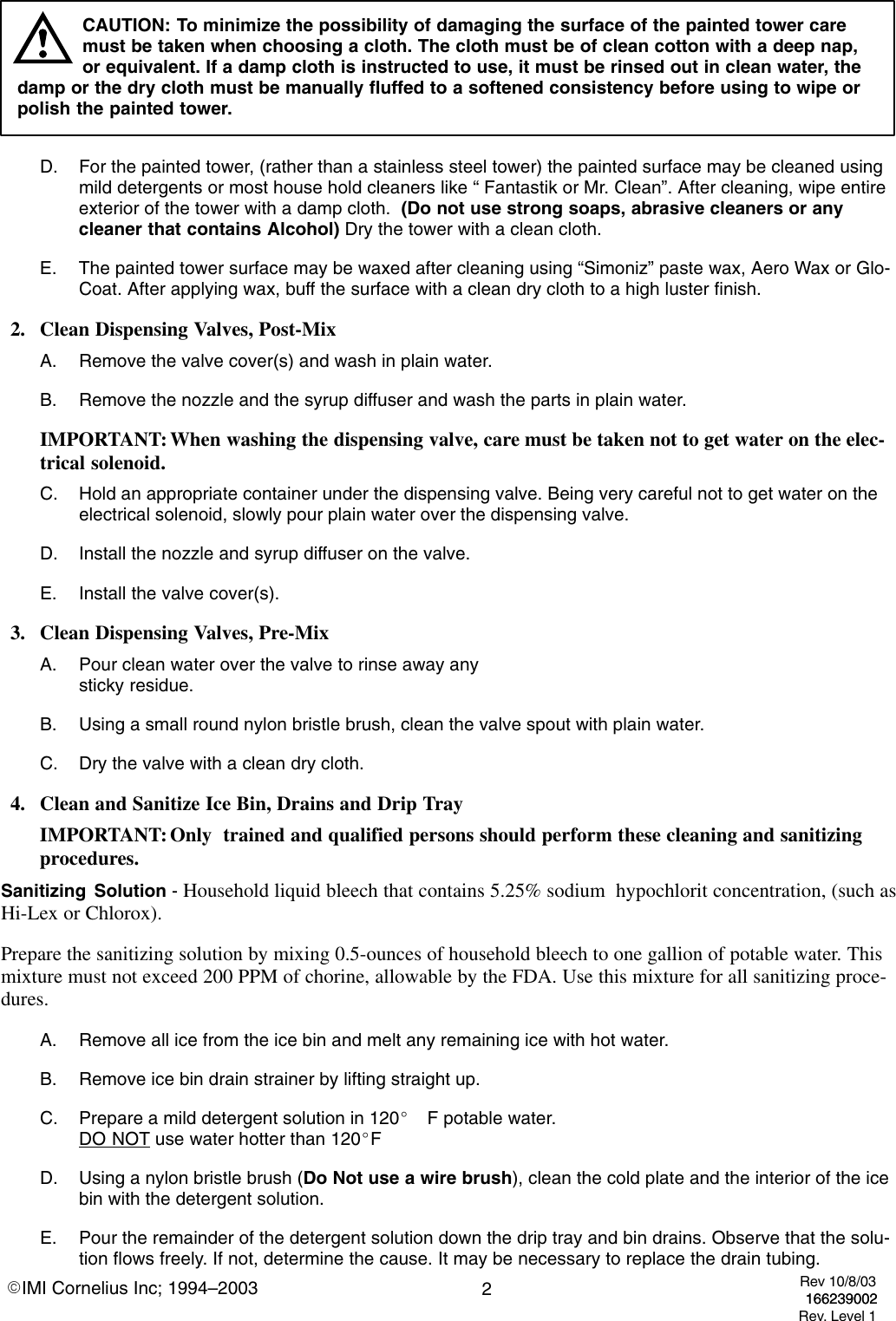 Page 2 of 10 - Cornelius Cornelius-Ice-Cooled-Dispensers-Users-Manual-  Cornelius-ice-cooled-dispensers-users-manual