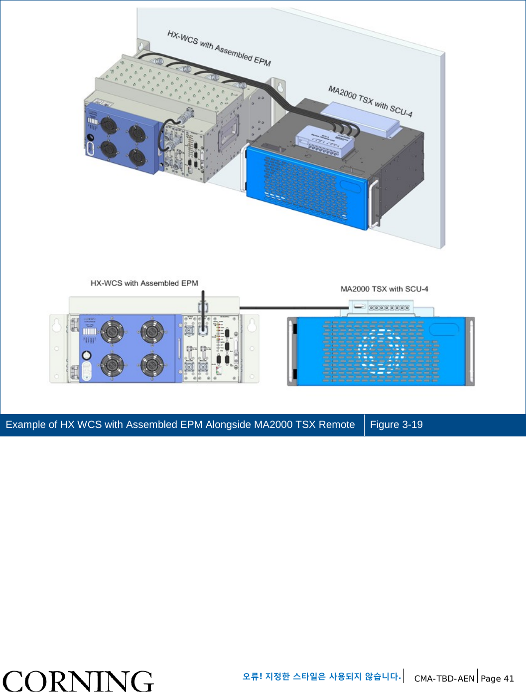   오류! 지정한 스타일은 사용되지 않습니다. CMA-TBD-AEN Page 41    Example of HX WCS with Assembled EPM Alongside MA2000 TSX Remote Figure 3-19    