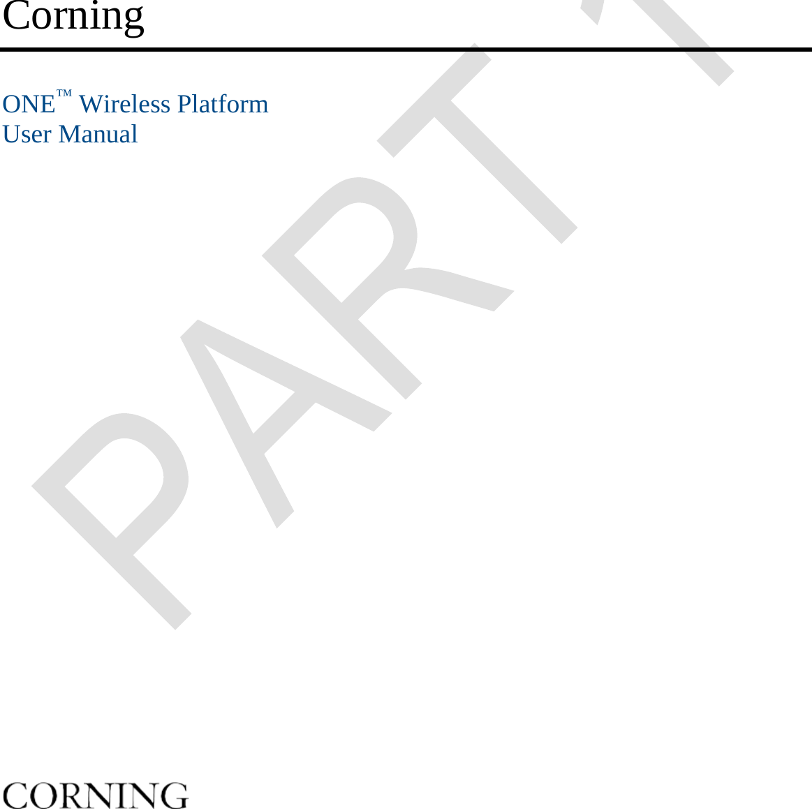    Corning  ONE™ Wireless Platform  User Manual                          