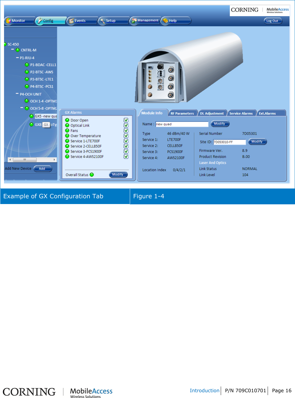   Introduction P/N 709C010701 Page 16     Example of GX Configuration Tab Figure 1-4   