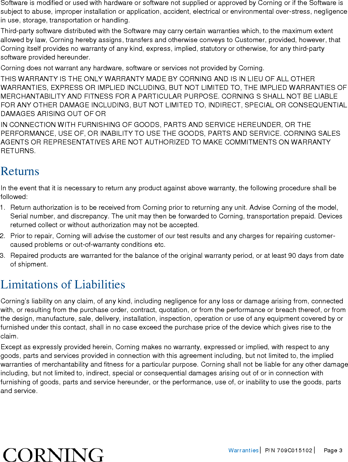 Page 3 of Corning Optical Communications HX-WCS-MIMO Optical RepeaterModel name - HX-WCS-MIMO User Manual HX WCS