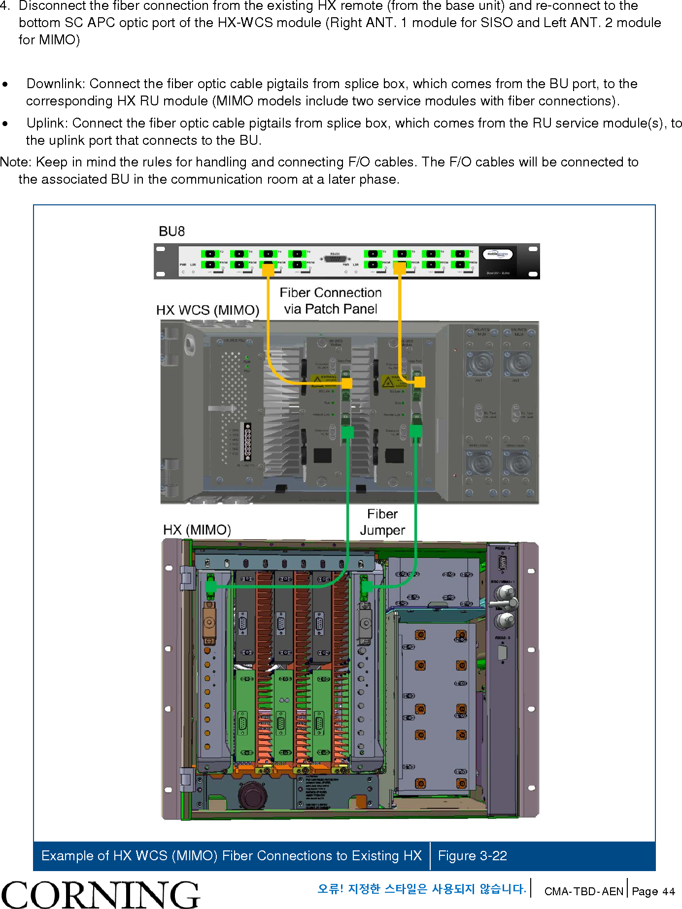 Page 44 of Corning Optical Communications HX-WCS-MIMO Optical RepeaterModel name - HX-WCS-MIMO User Manual HX WCS