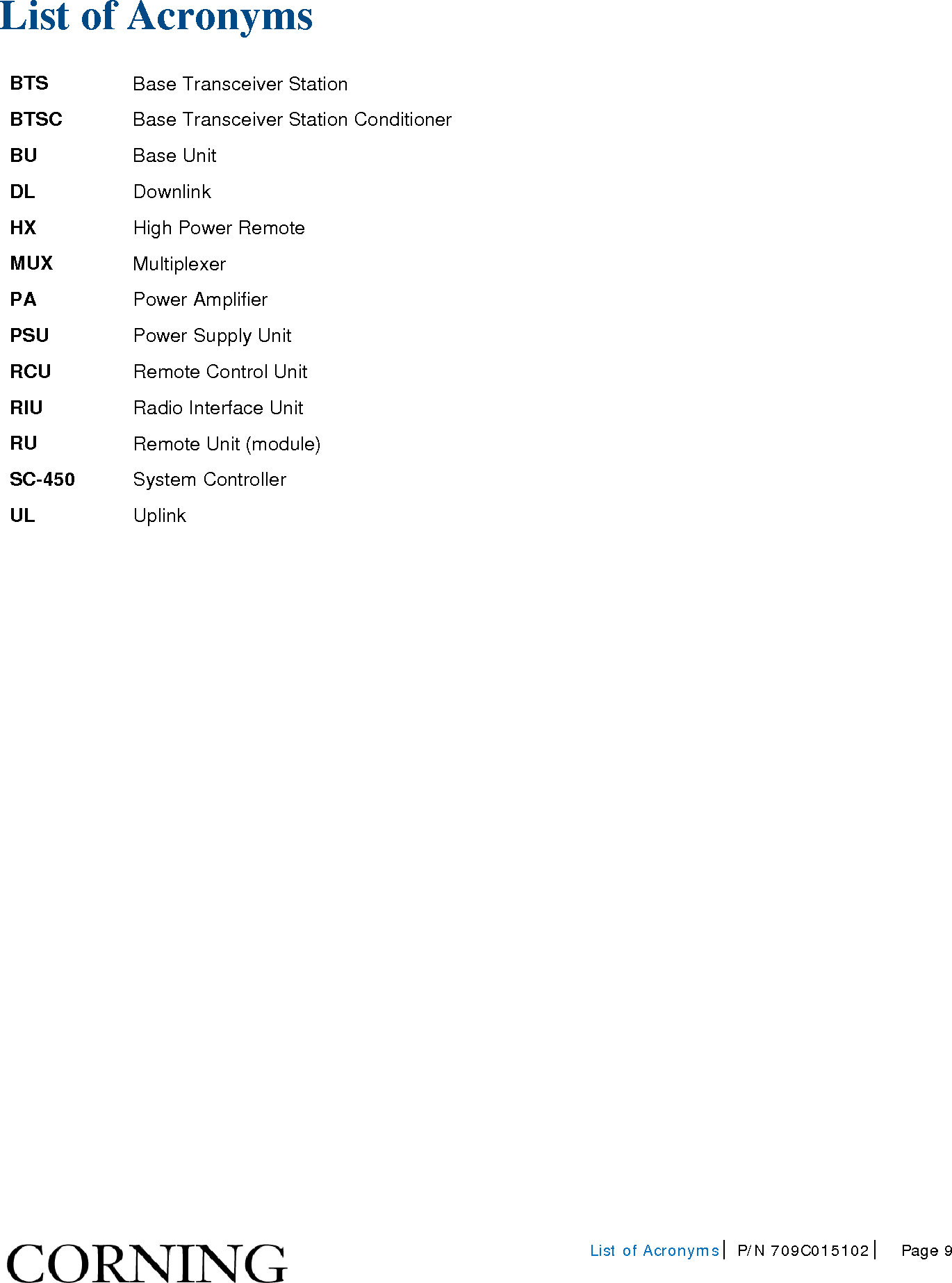 Page 9 of Corning Optical Communications HX-WCS-MIMO Optical RepeaterModel name - HX-WCS-MIMO User Manual HX WCS