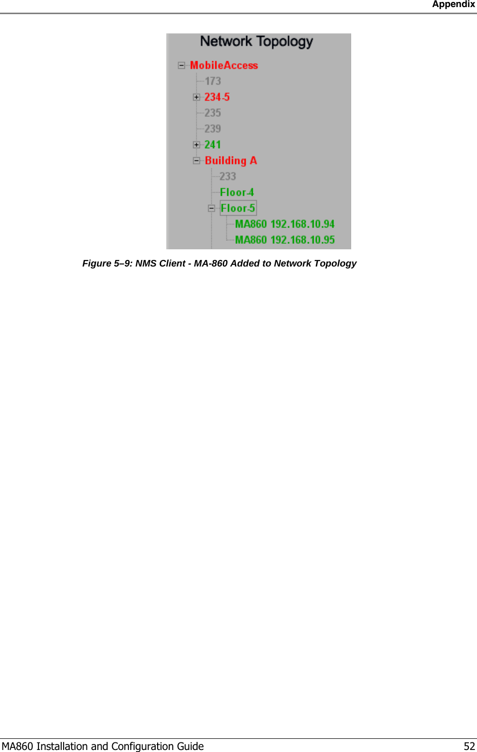 Appendix  MA860 Installation and Configuration Guide   52  Figure  5–9: NMS Client - MA-860 Added to Network Topology  
