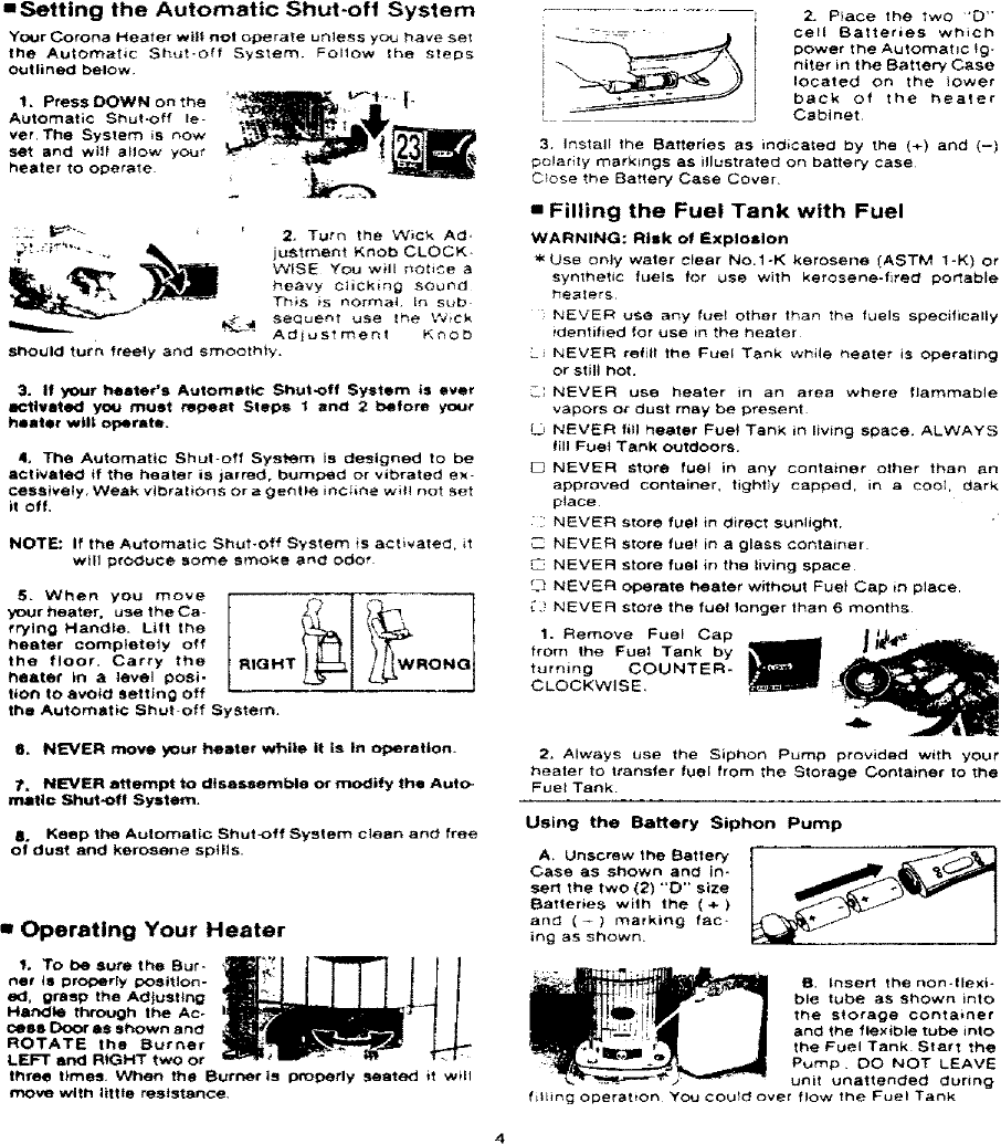 Page 5 of 12 - Corona 23DK User Manual  KEROSENE HEATER - Manuals And Guides L0711355