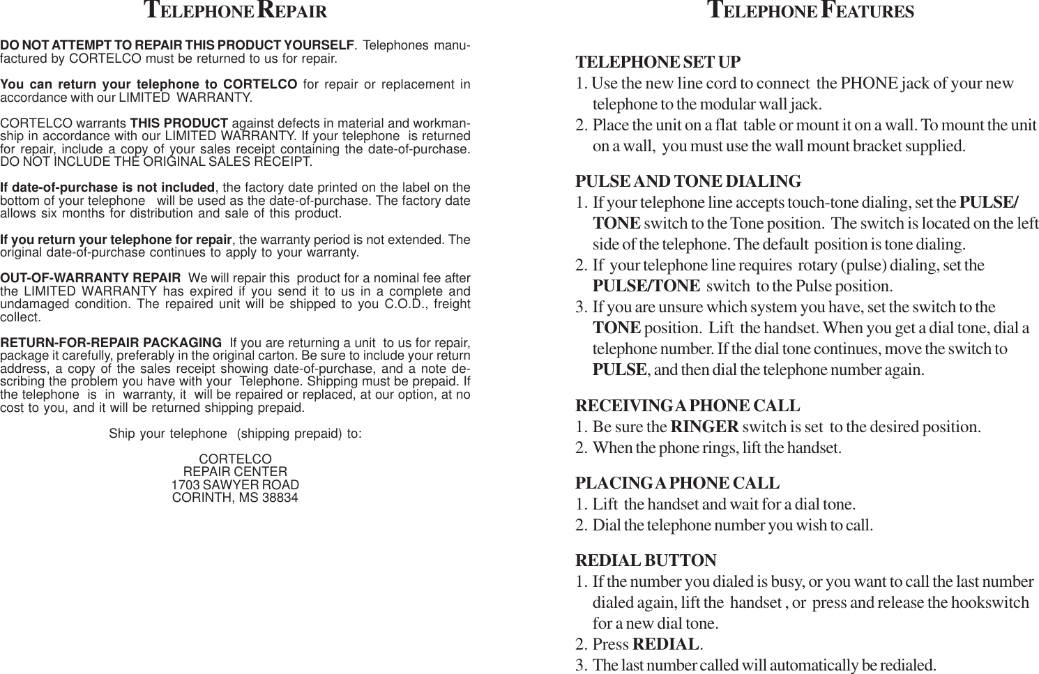 Page 3 of 4 - Cortelco Cortelco-8599-Users-Manual- 8599E Rev 1_0 Booklet.pmd  Cortelco-8599-users-manual