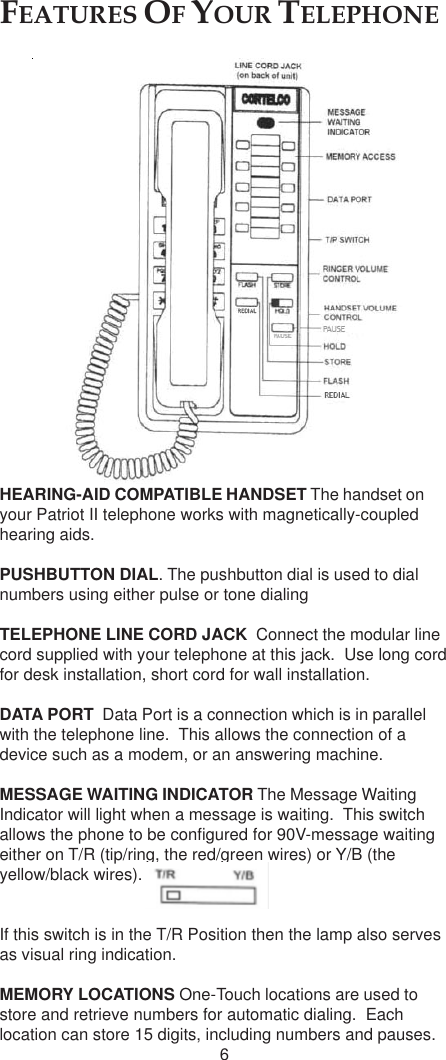 Page 6 of 12 - Cortelco Cortelco-Patriot-Ii-2194-V0E27S-Users-Manual- 2194 New Layout User Guide  Cortelco-patriot-ii-2194-v0e27s-users-manual