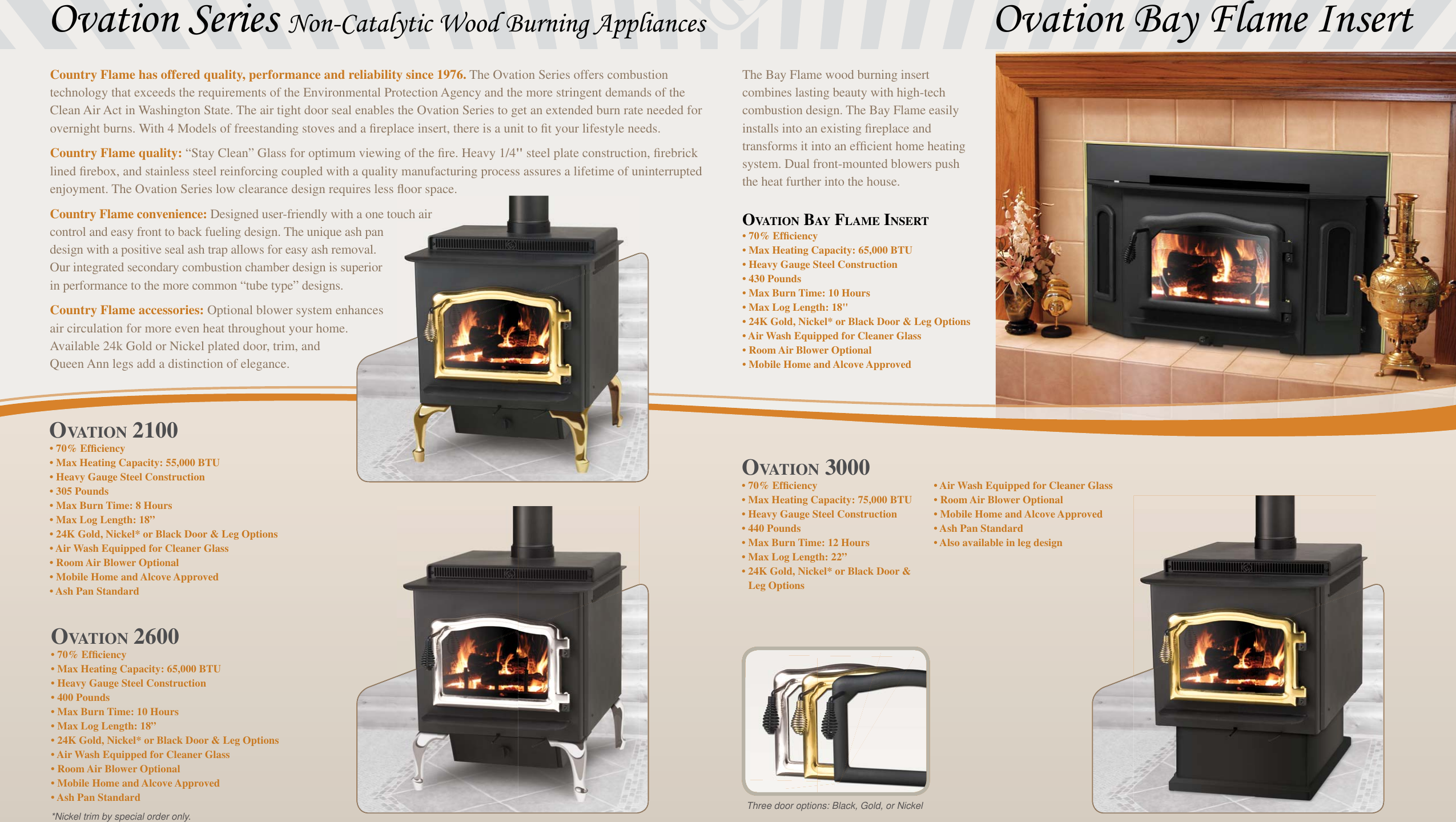 Country Flame Wood Fireplace Users Manual Cf Ovation Brochure 08d