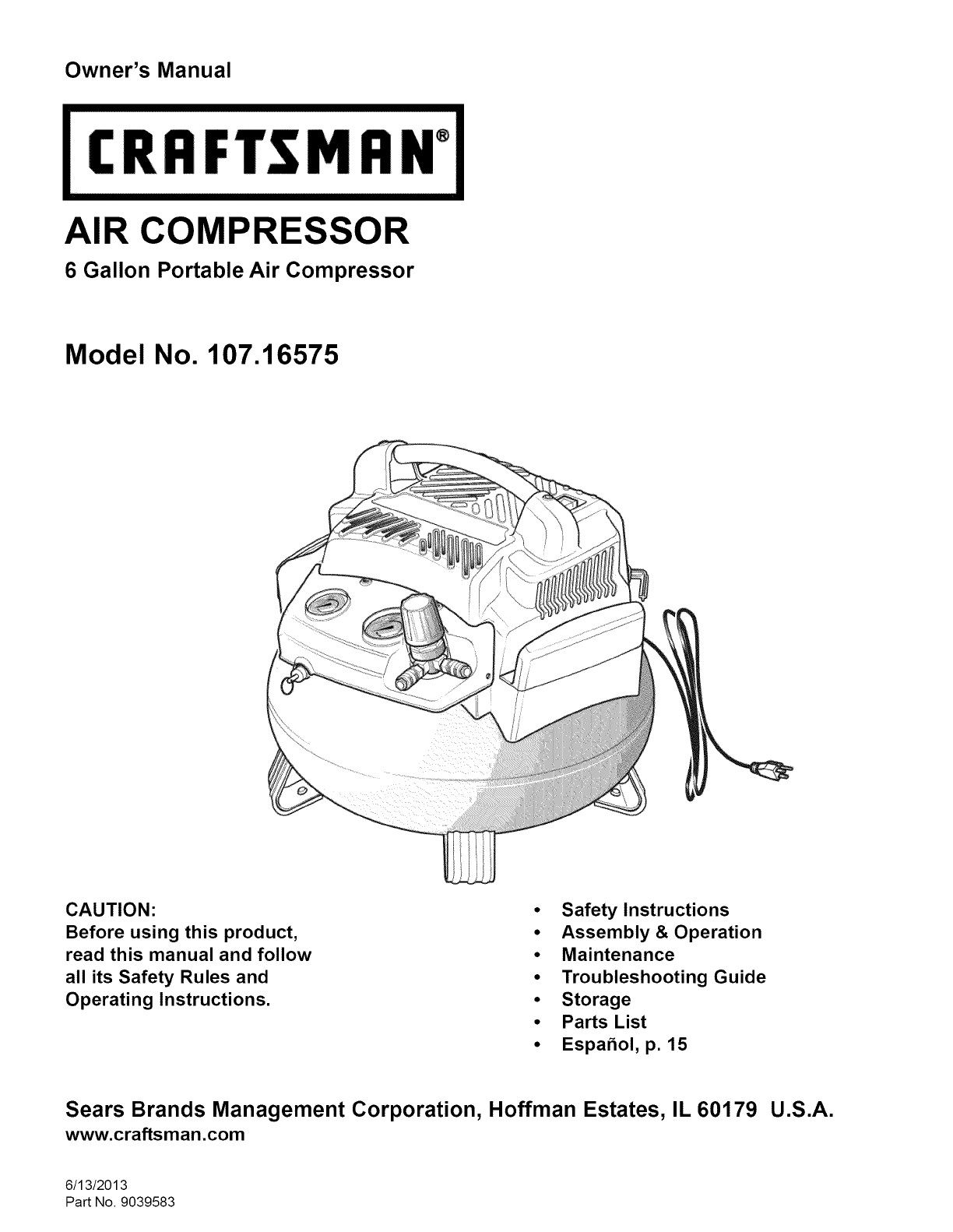 Craftsman Air Compressor Parts Manual