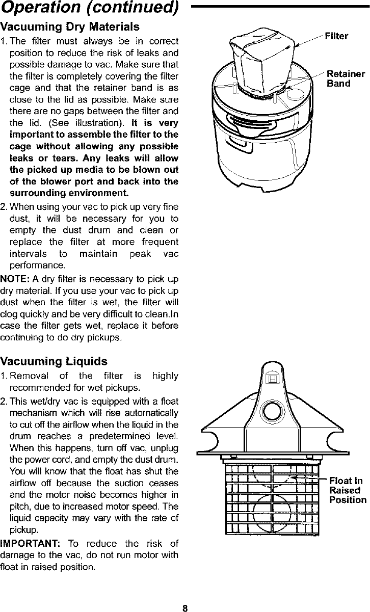Page 8 of 12 - Craftsman 113177135 User Manual  WET/DRY VAC - Manuals And Guides L0401226