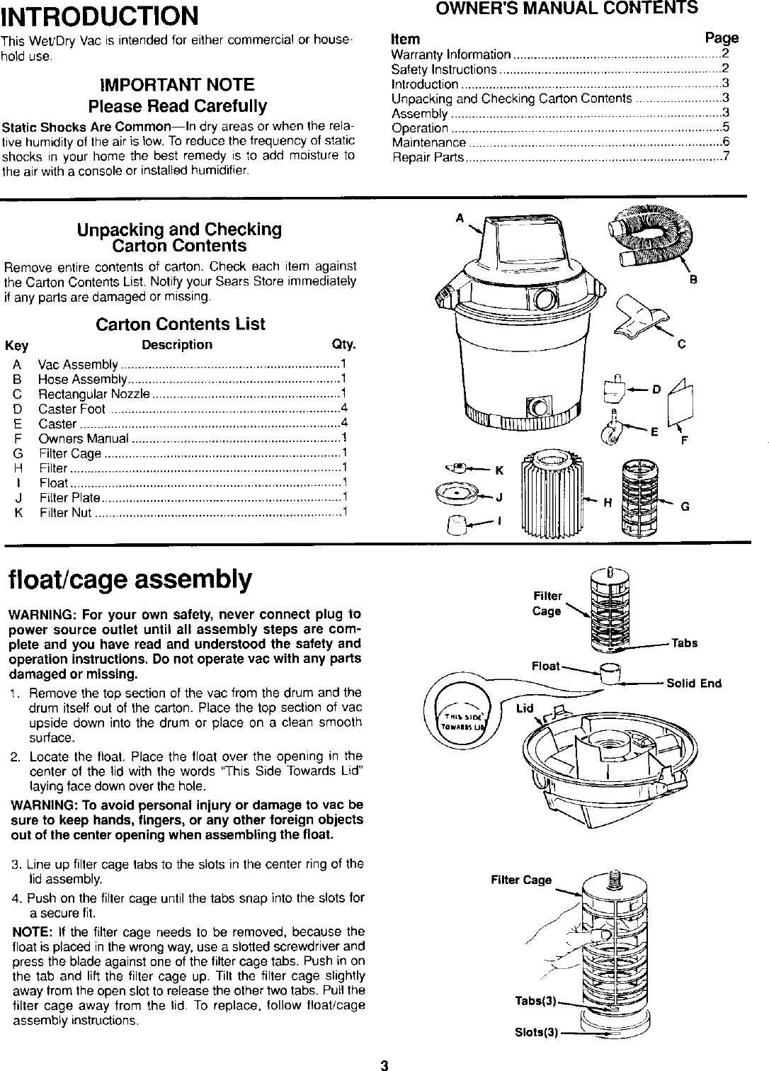 Page 3 of 8 - Craftsman 113177320 User Manual  WET/DRY VAC - Manuals And Guides L0107014