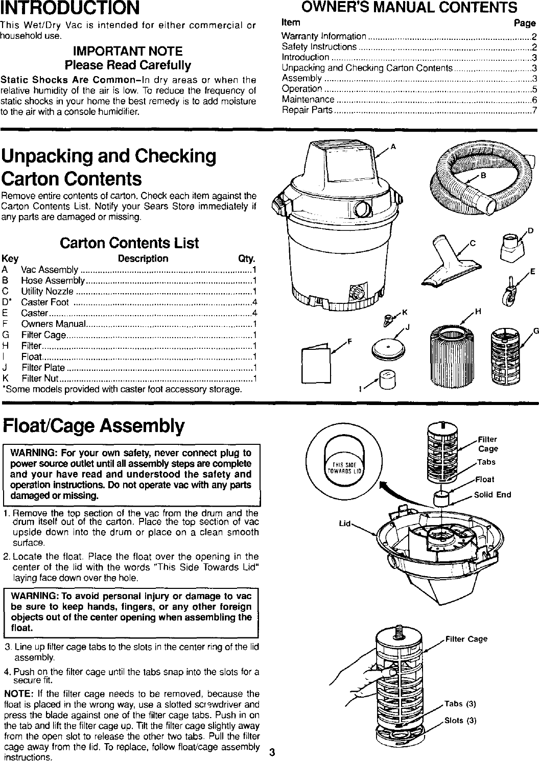 Page 3 of 8 - Craftsman 113177321 User Manual  WET/DRY VAC - Manuals And Guides L0107013