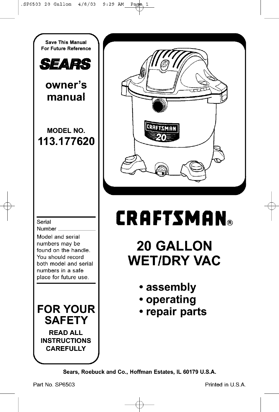 Craftsman Wet Dry Vac Manual