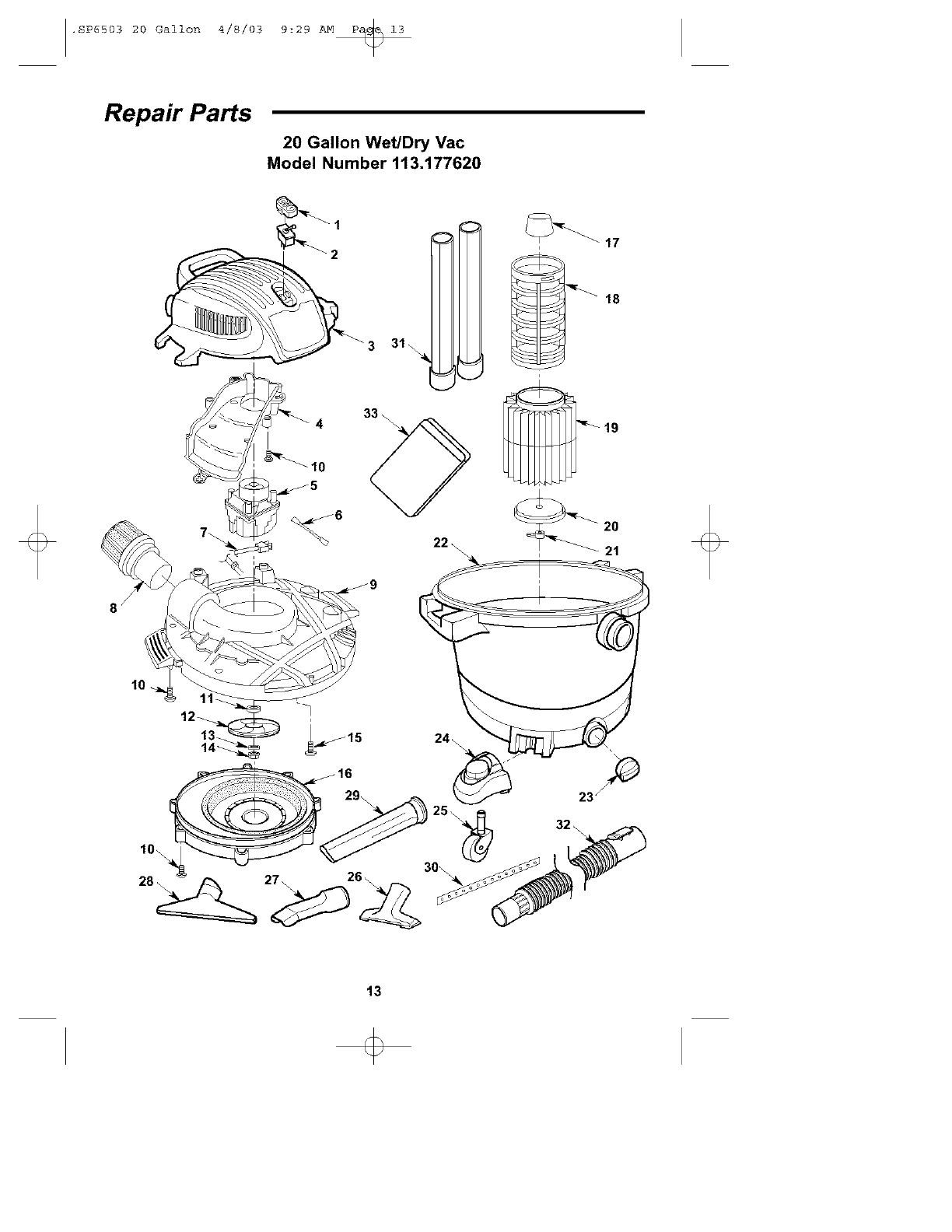 Craftsman 113177620 User Manual WET/DRY VAC Manuals And Guides L0309045