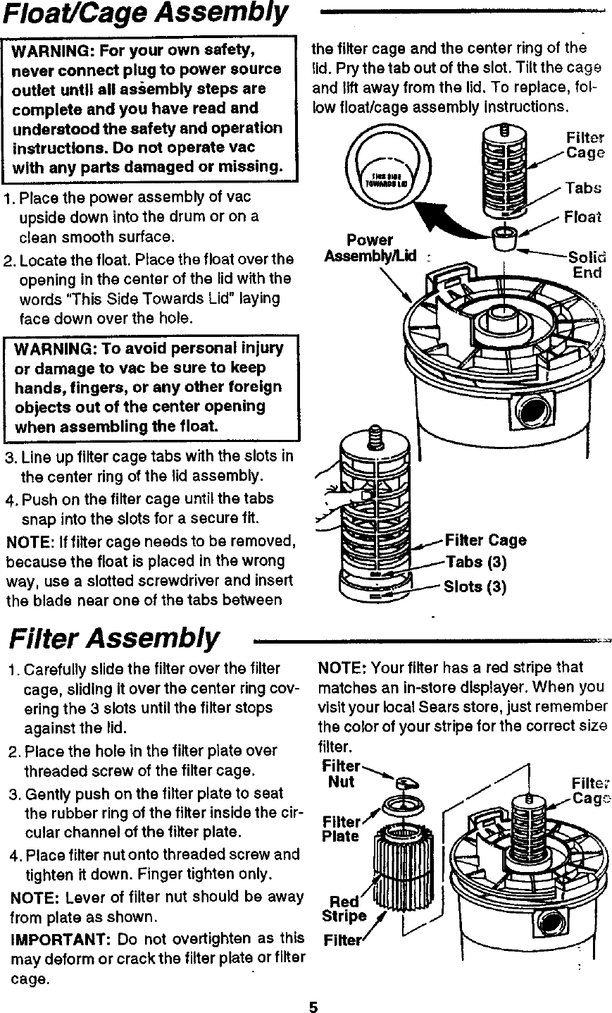 Page 5 of 12 - Craftsman 113177810 User Manual  6 GALLON WET/DRY VACUUM - Manuals And Guides 98120263