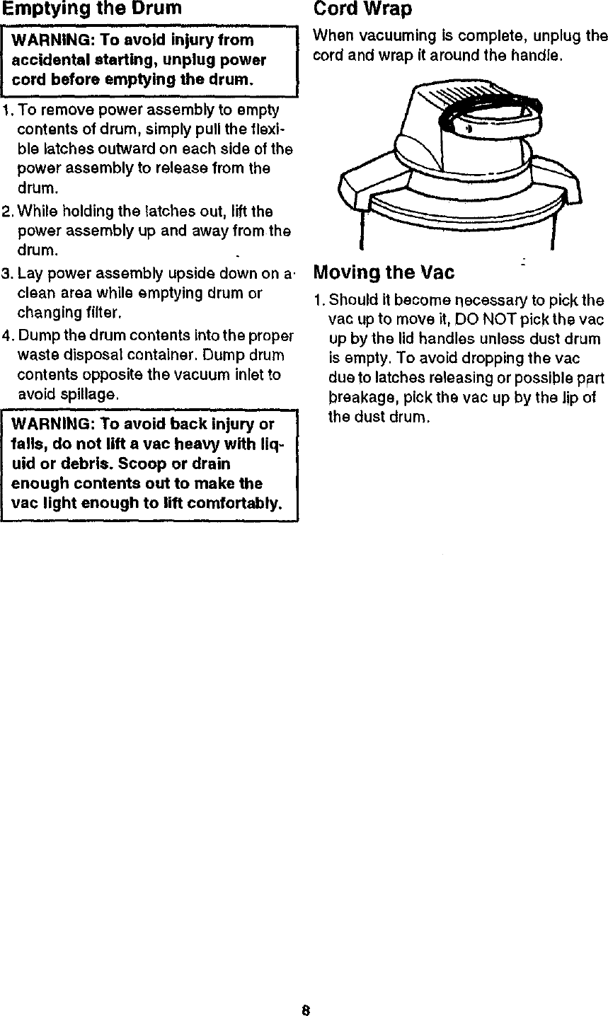 Page 8 of 12 - Craftsman 113177810 User Manual  6 GALLON WET/DRY VACUUM - Manuals And Guides 98120263