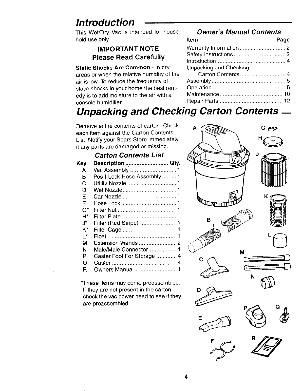 Craftsman 113177920 User Manual 16 WET/DRY VAC Manuals And Guides L0308001