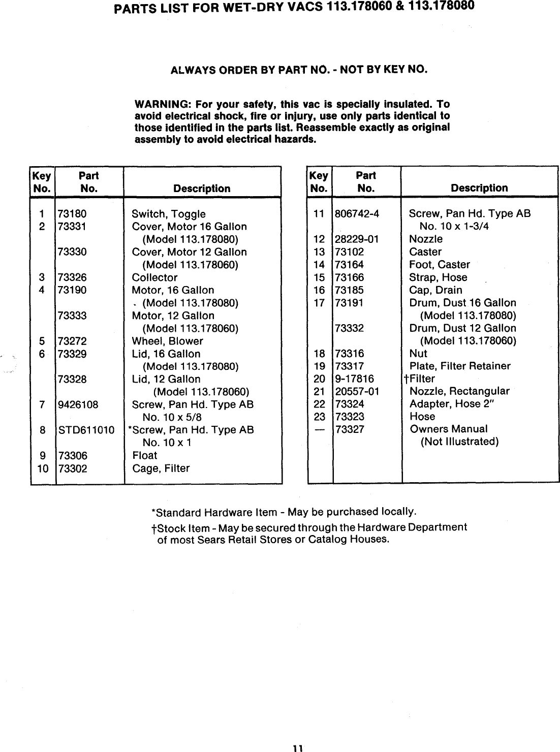 Page 11 of 12 - Craftsman 113178060 User Manual  WET-DRY VAC - Manuals And Guides L0904583