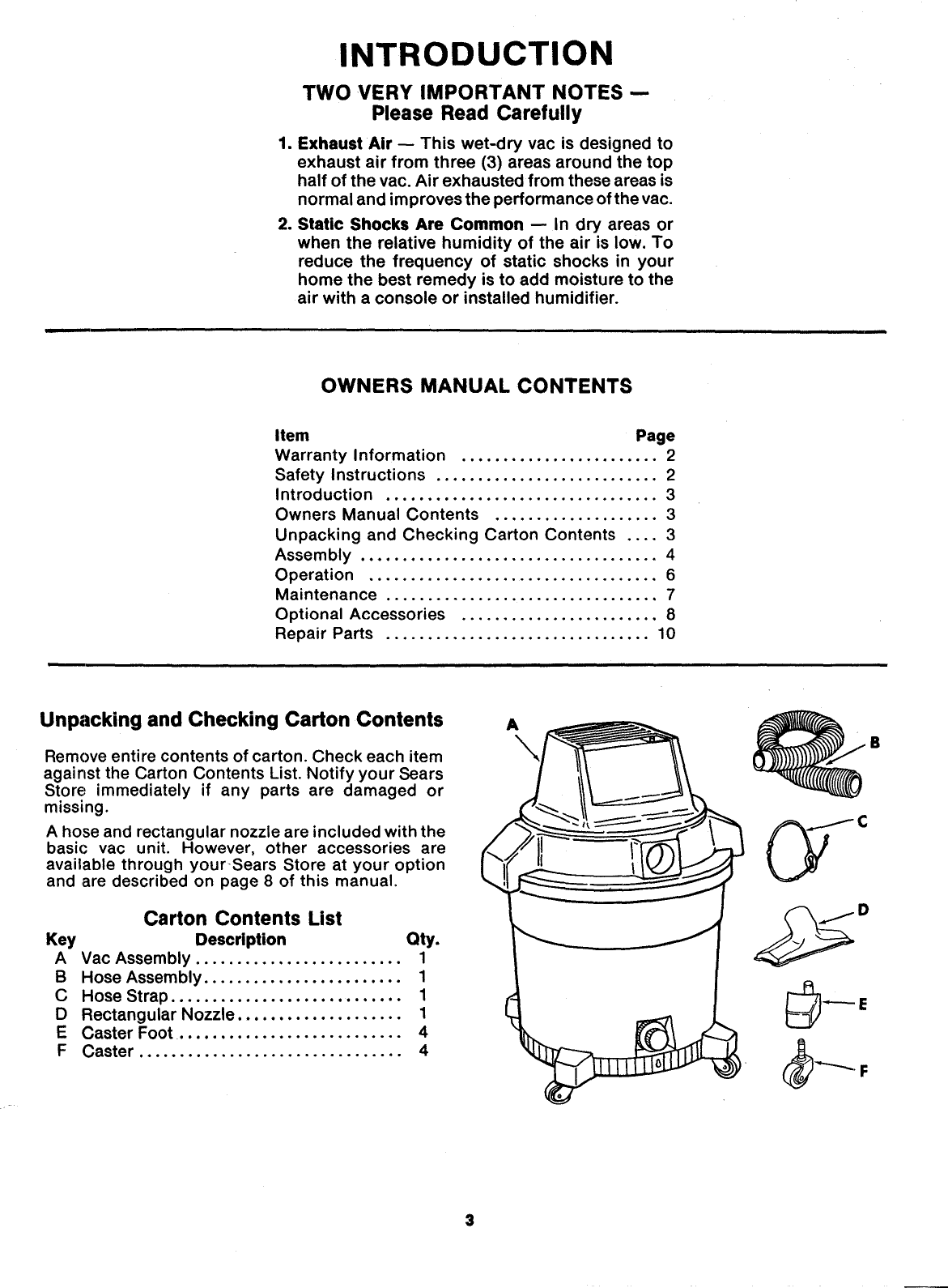 Page 3 of 12 - Craftsman 113178060 User Manual  WET-DRY VAC - Manuals And Guides L0904583