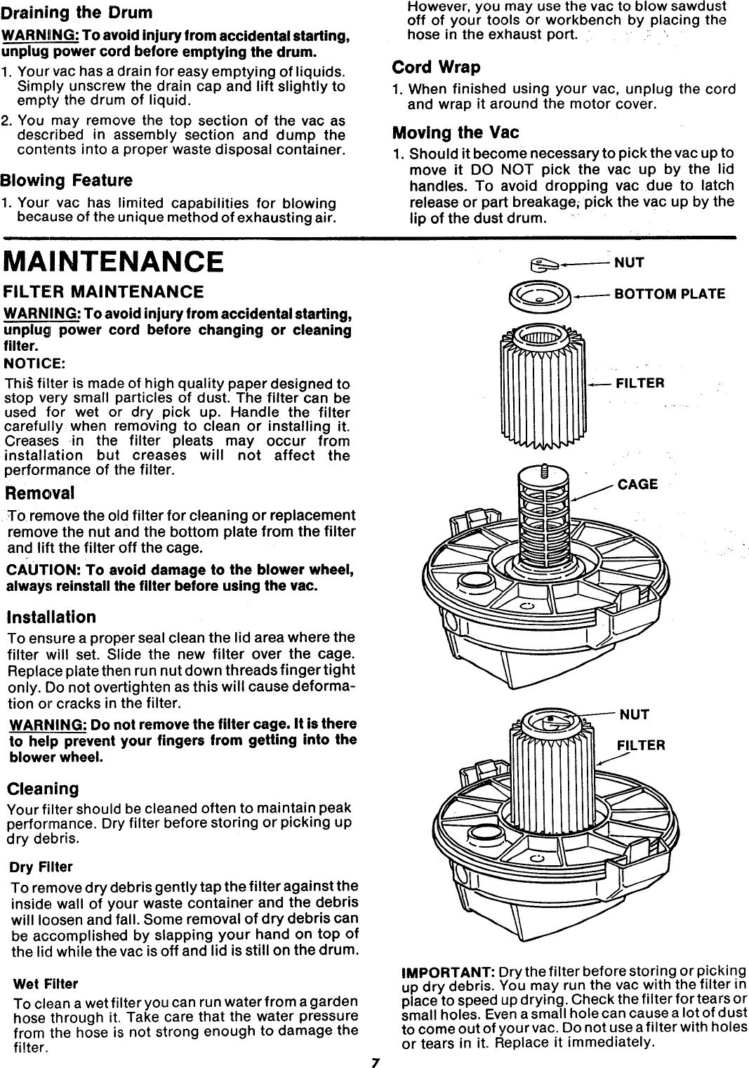 Page 7 of 12 - Craftsman 113178060 User Manual  WET-DRY VAC - Manuals And Guides L0904583