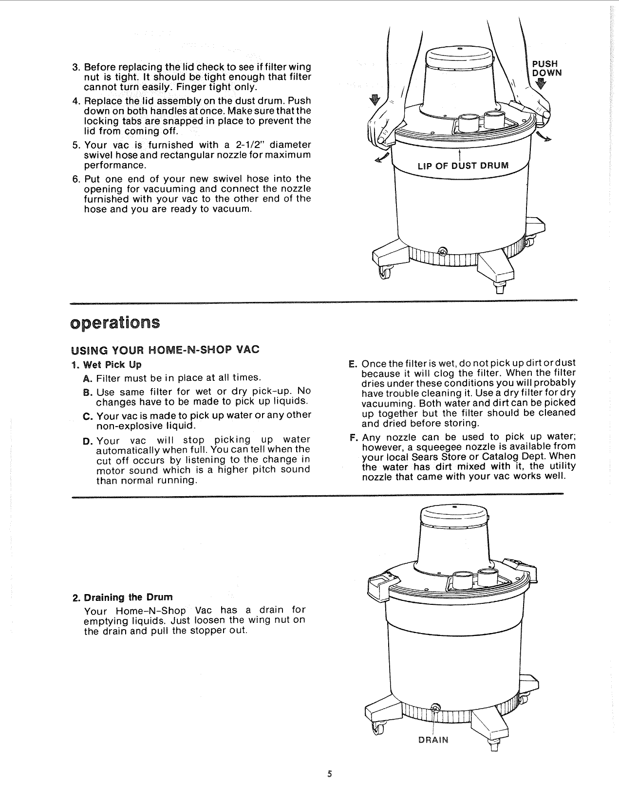 Page 5 of 12 - Craftsman 113178200 User Manual  16 GALLON HOME-N-SHOP VAC - Manuals And Guides L0903557