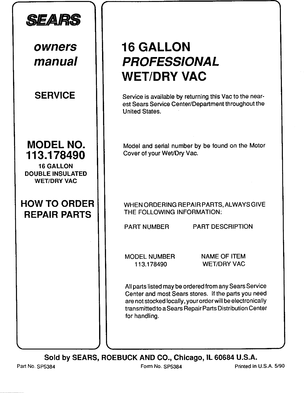 Page 12 of 12 - Craftsman 113178490 User Manual  WET/DRY VAC - Manuals And Guides L0201150