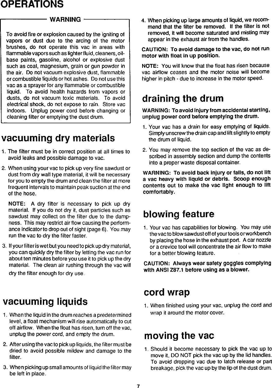 Page 7 of 12 - Craftsman 113178490 User Manual  WET/DRY VAC - Manuals And Guides L0201150
