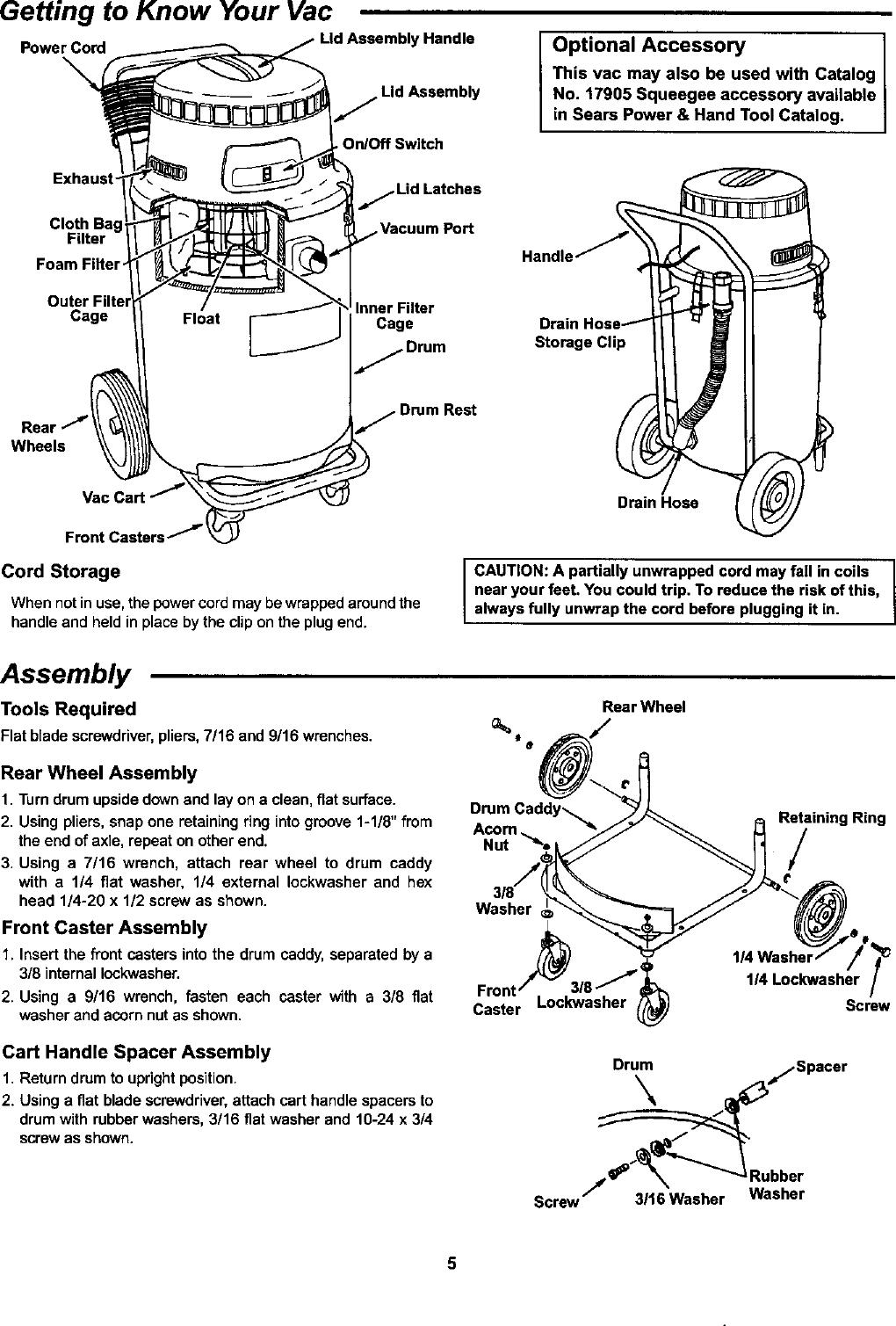 Craftsman 113179345 User Manual WET/DRY VAC Manuals And Guides L0201148