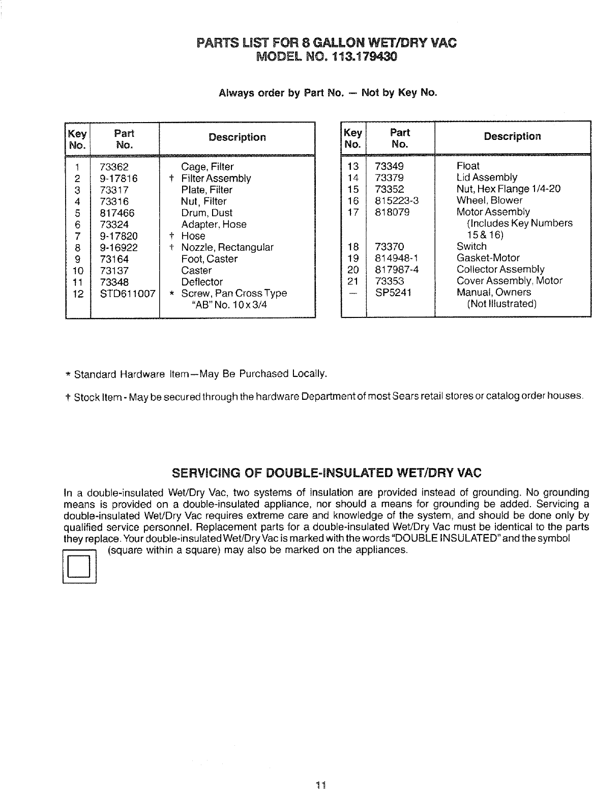 Page 11 of 12 - Craftsman 113179430 User Manual  8 GALLON WET/DRY VAC - Manuals And Guides L0801905