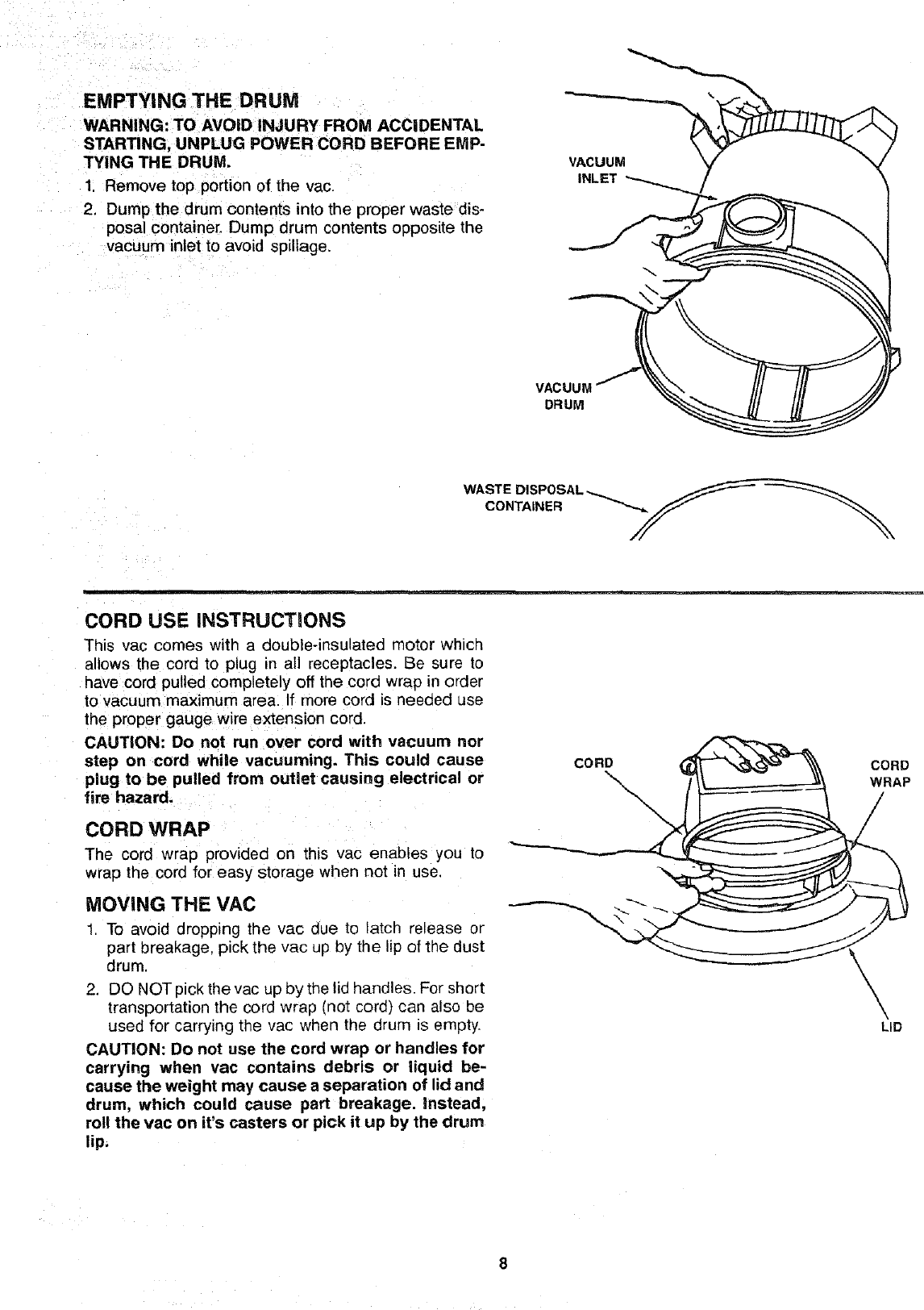 Page 8 of 12 - Craftsman 113179430 User Manual  8 GALLON WET/DRY VAC - Manuals And Guides L0801905