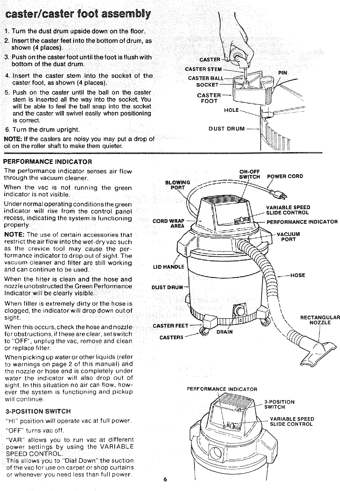 Page 6 of 12 - Craftsman 113179490 User Manual  16 GALLON ELECTRONIC WET-DRY VAC - Manuals And Guides L0801904