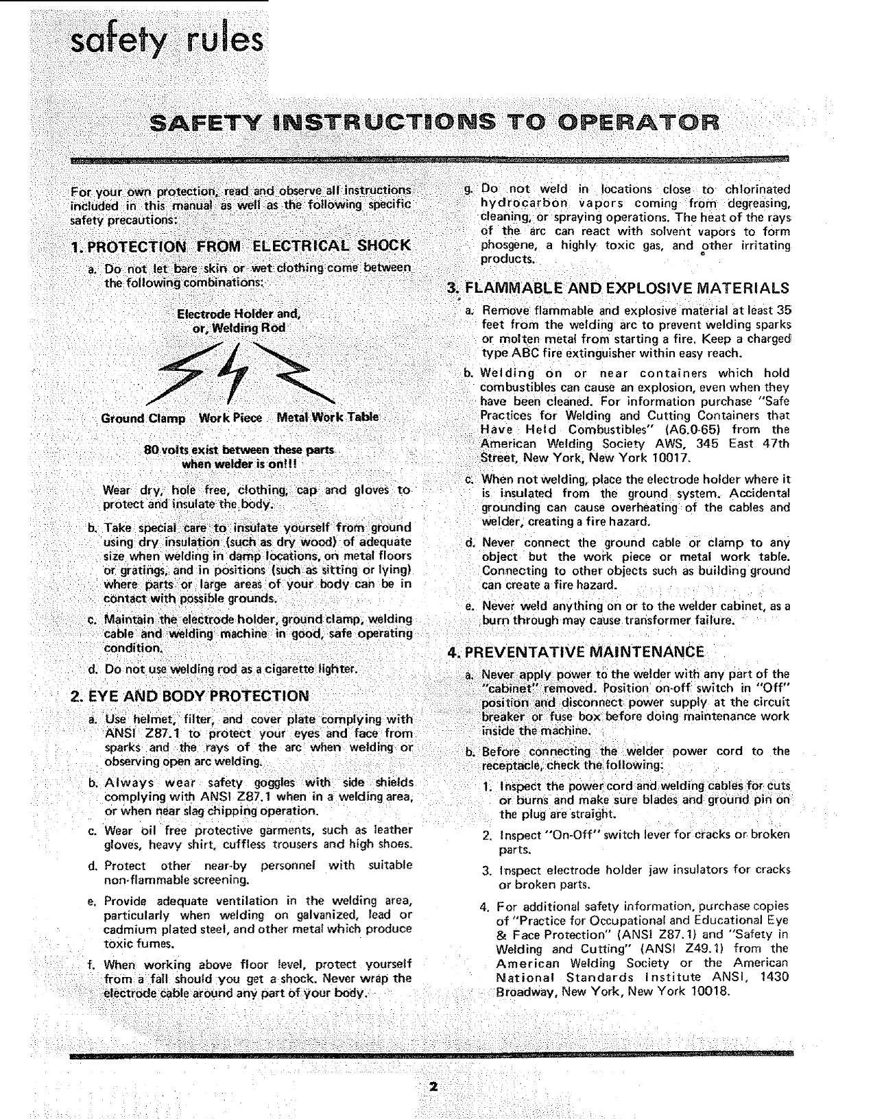 Page 2 of 8 - Craftsman 113207910 User Manual  225 AMP A.C. ARC WELDER - Manuals And Guides L0806060