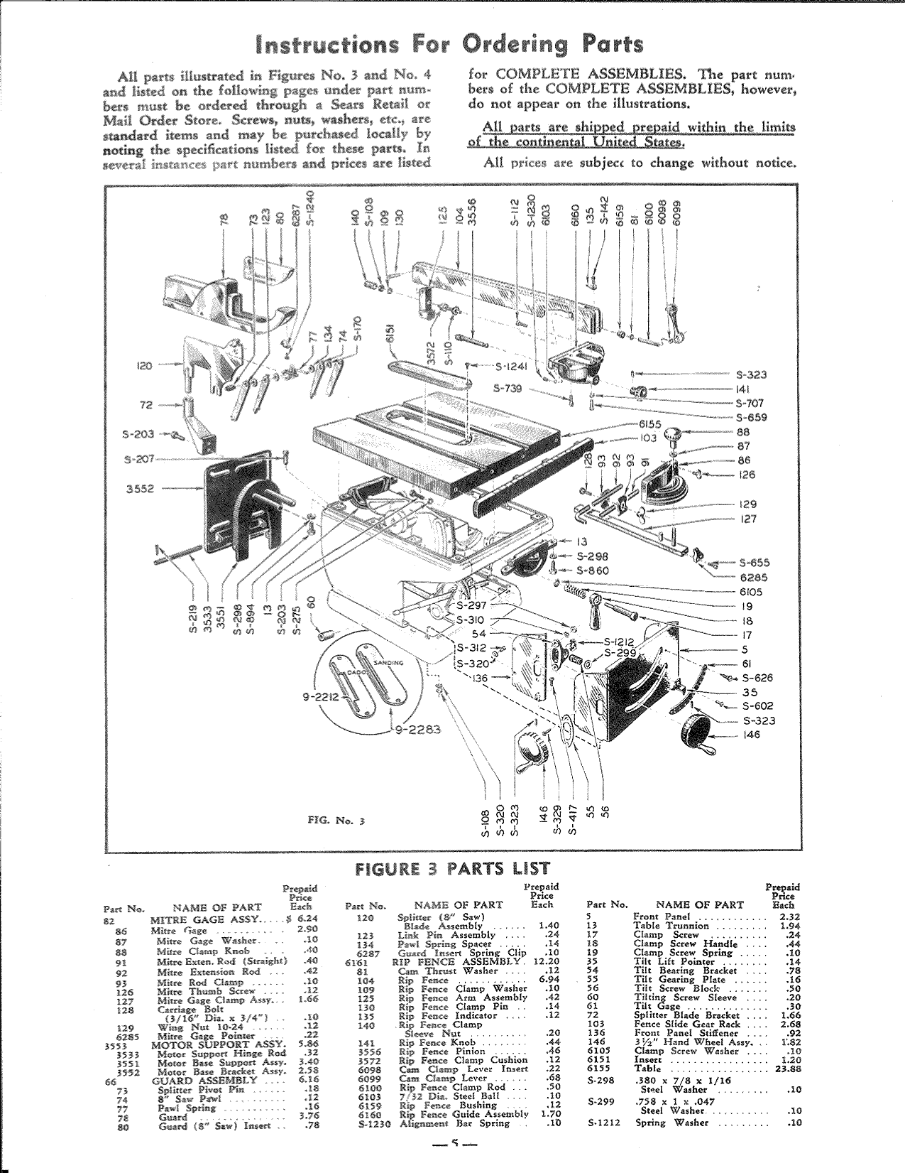 Page 5 of 6 - Craftsman 11322401 User Manual  BENCH SAW/TILTING ARBOR - Manuals And Guides L1005336