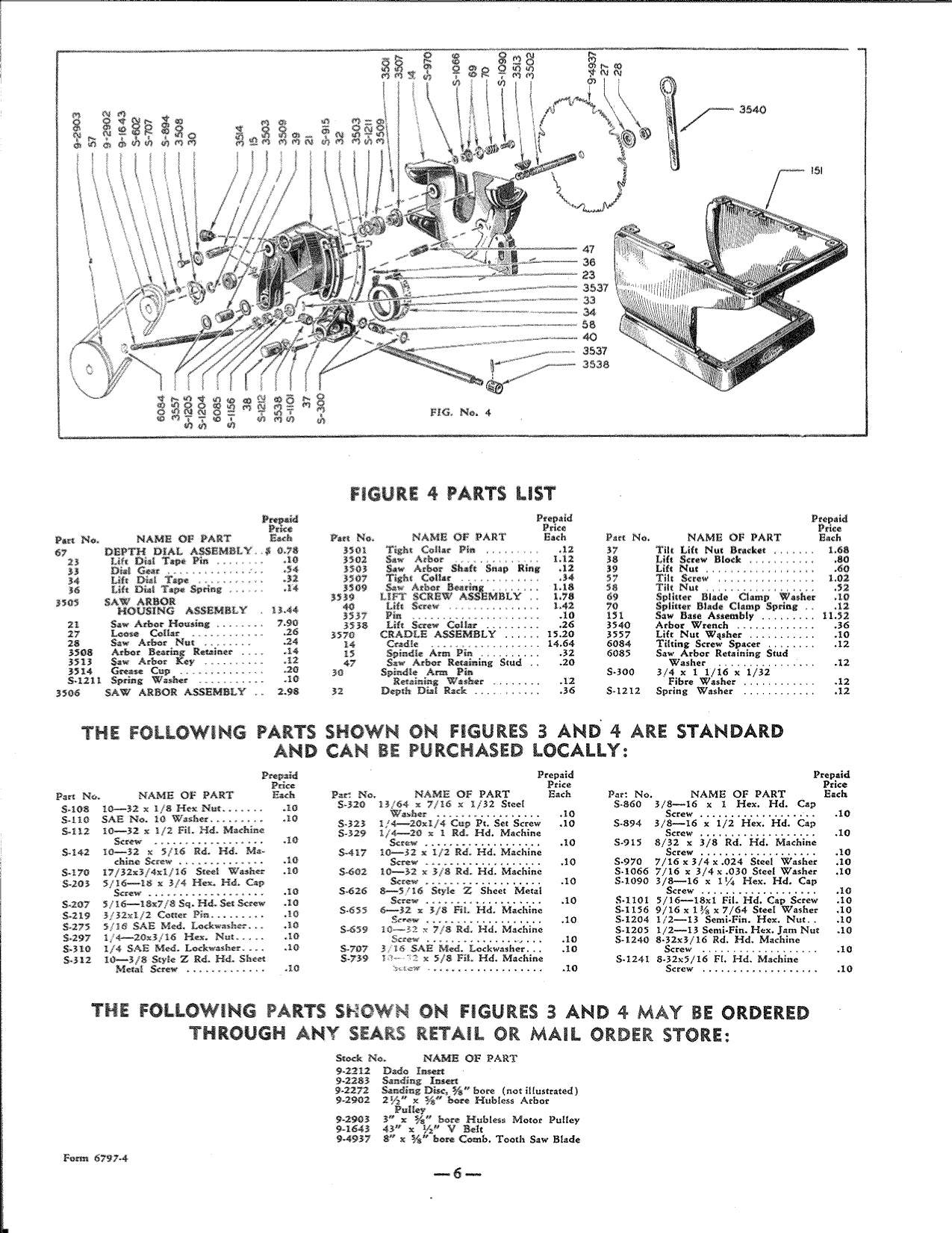 Page 6 of 6 - Craftsman 11322401 User Manual  BENCH SAW/TILTING ARBOR - Manuals And Guides L1005336