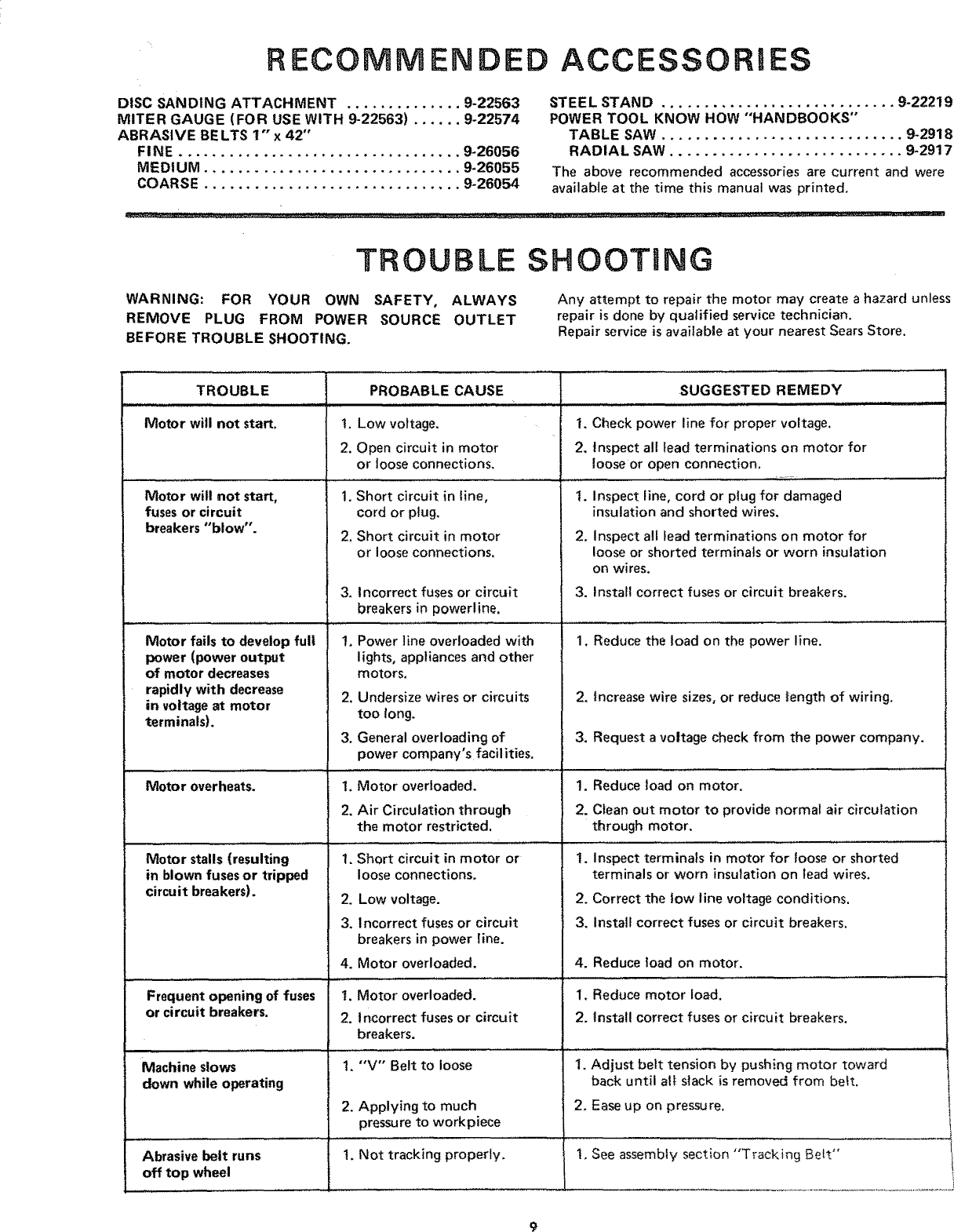 Page 9 of 12 - Craftsman 11322560 1102165L User Manual 1 INCH SANDER GRINDER  - Manuals