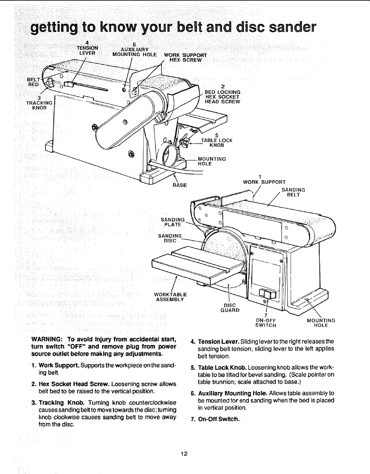 Craftsman 113226431 User Manual BELT AND DISC SANDER Manuals Guides