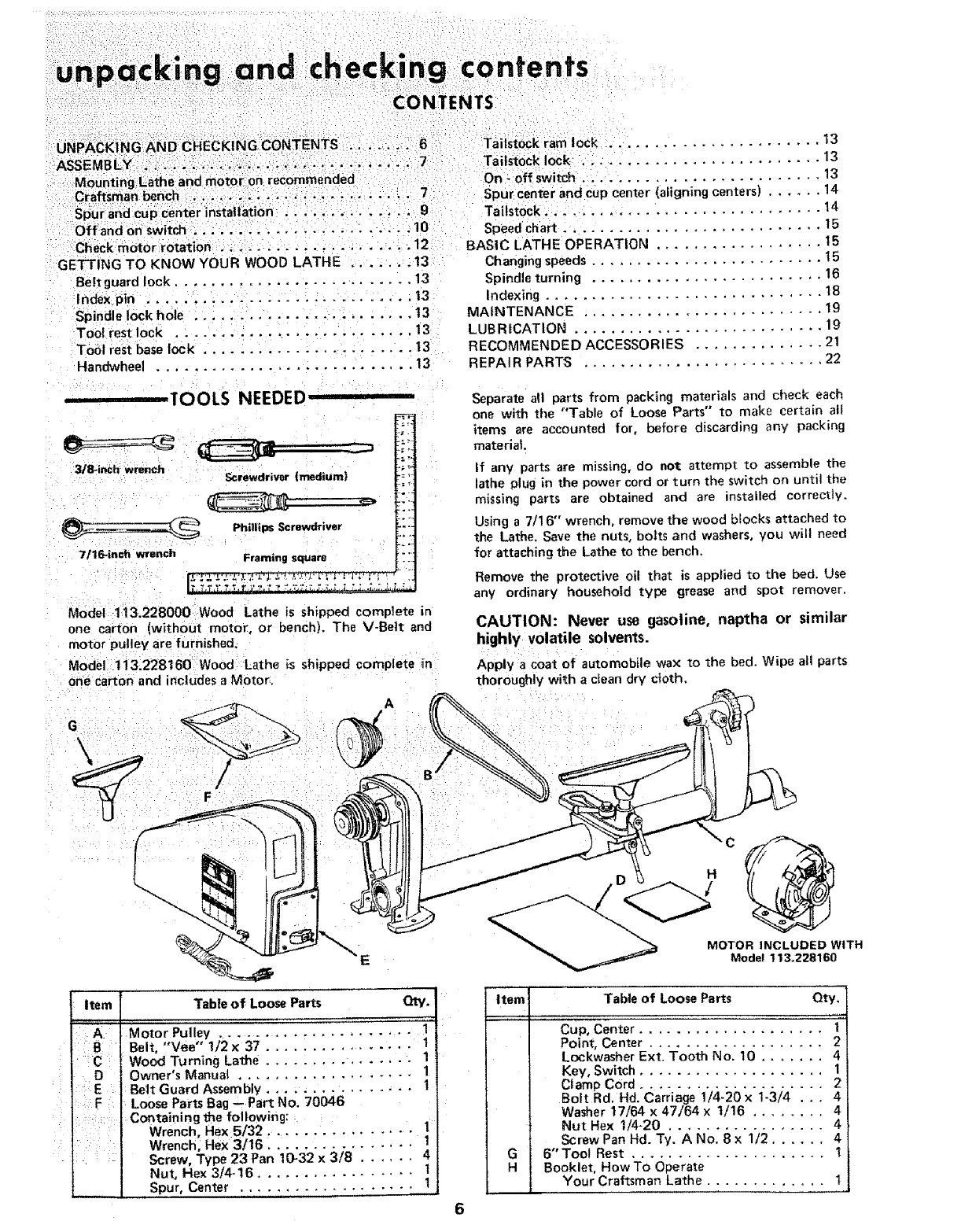 Craftsman 113228000 User Manual 12 WOOD TURNING LATHE Manuals And