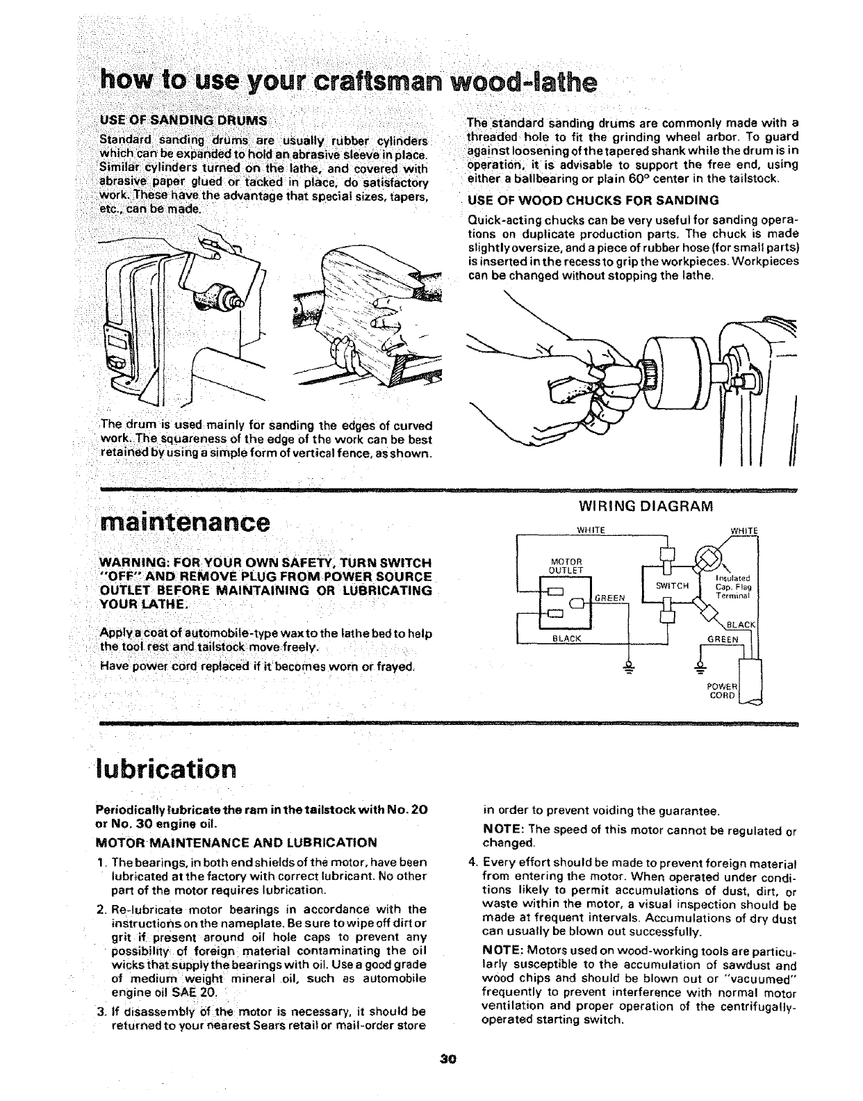 Craftsman 113228162 User Manual WOOD LATHE Manuals And Guides L0803531