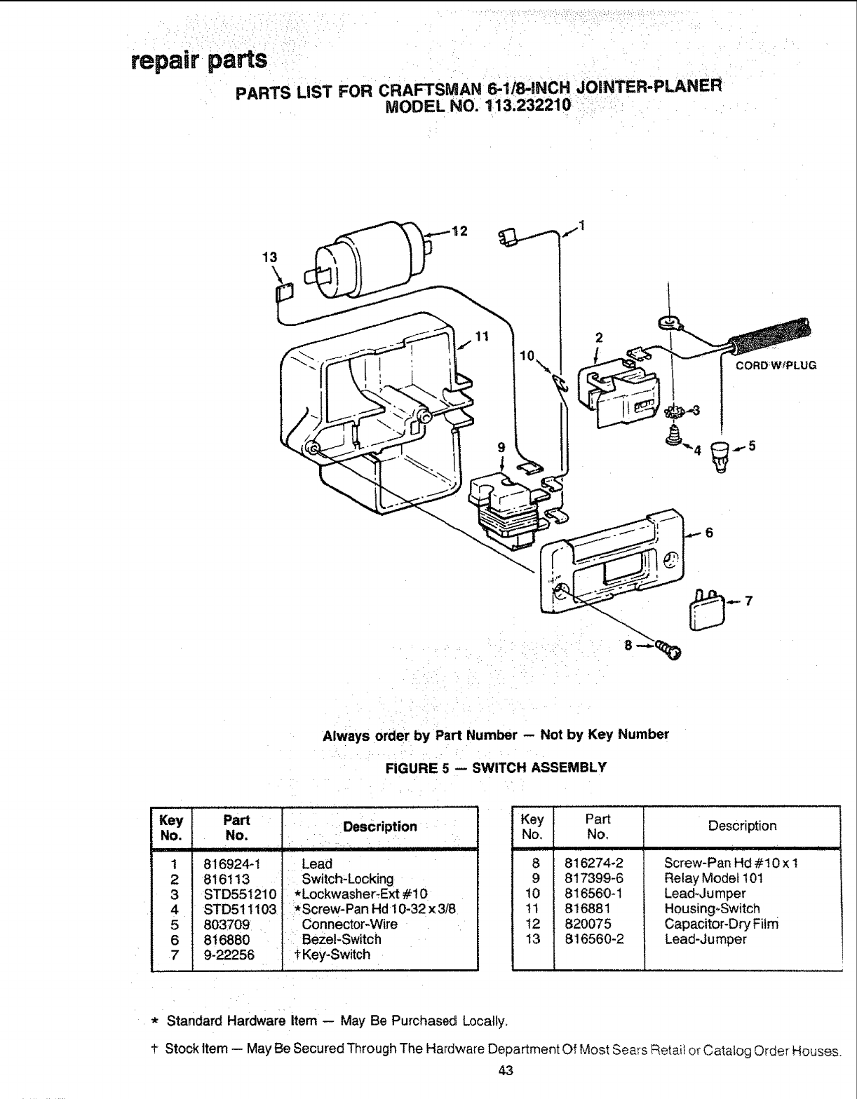 Craftsman 113232210 User Manual Jointer/Planer Manuals And Guides L0811879