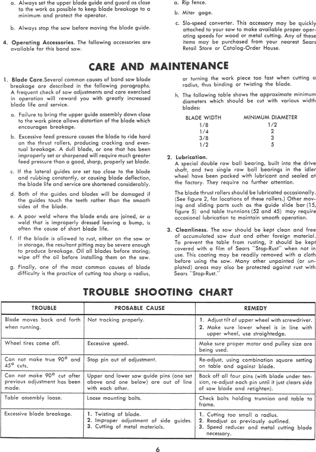 Page 5 of 8 - Craftsman 113242610 User Manual  12 INCH BAND SAW - Manuals And Guides 1108169L